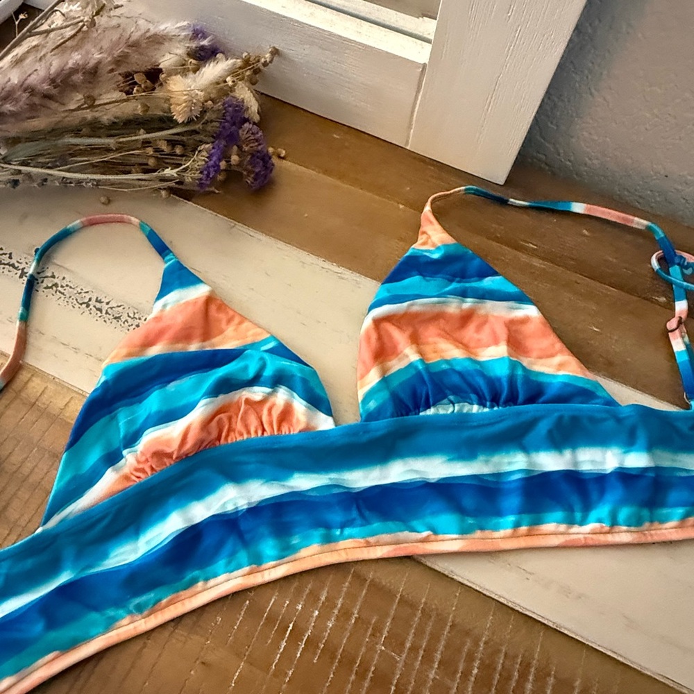 Striped Blue and Orange Bikini